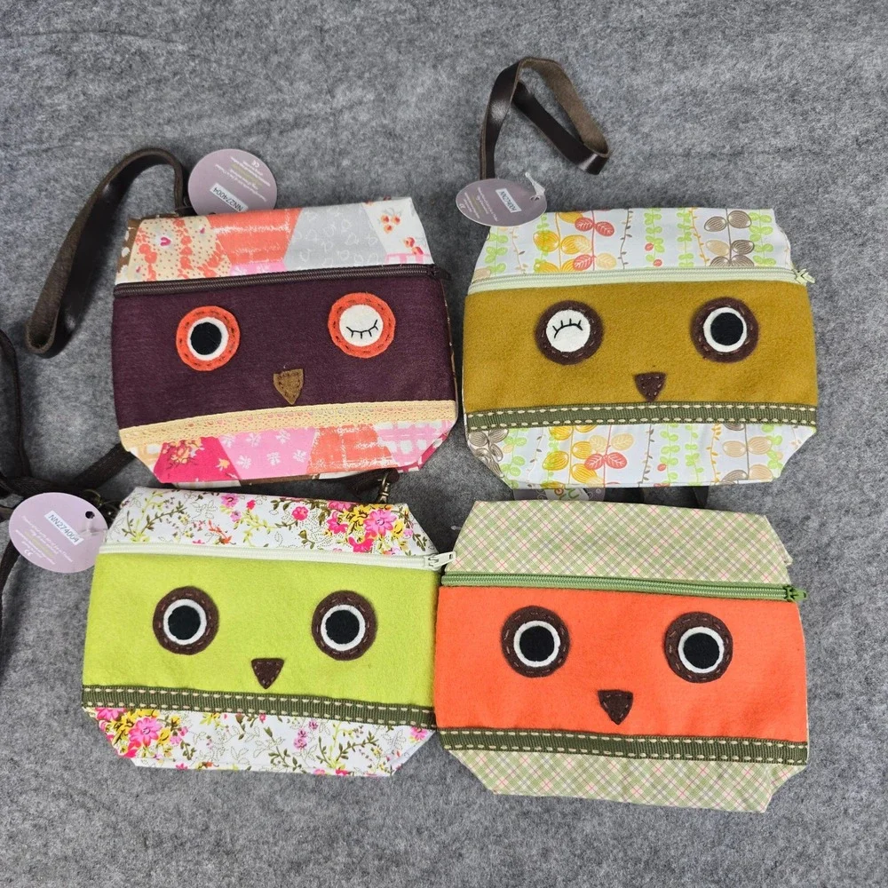 Nook Nook Owl Crossbody Bag Girls Small Multicolor Patchwork Floral Lot of 4 NWT
